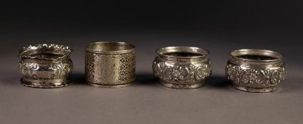 EDWARD VII PAIR OF EMBOSSED SILVER SALTS, each of circular form, embossed with flower heads and C