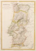 J & C WALKER (19th Century), ENGRAVED AND HAND COLOURED MAP OF PORTUGAL, published by Baldwin &