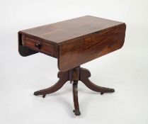 EARLY NINETEENTH CENTURY FIGURED MAHOGANY PEDESTAL PEMBROKE TABLE, of typical form with rounded