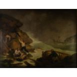GEORGE MORLAND (1763-1804)  OIL ON RELINED CANVAS  Shipwreck on the coast of the Isle of Wight