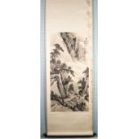 TWO MODERN CHINESE SCROLL PAINTINGS IN BOXES, one in colours, depicting monkeys, 53? x 27? (134.