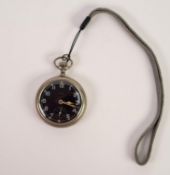 WHITE METAL CASED ELGIN WATCH CO. GENT'S OPEN FACE POCKET WATCH, keyless, with black dial and arabic