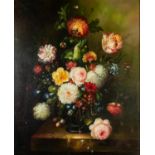MODERN SCHOOL (UNATTRIBUTED)  OIL PAINTING ON CANVAS  Summer flowers in a glass vase  unsigned