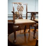 A SET OF SIX EARLY 20th CENTURY CHIPPENDALE REVIVAL DINING CHAIRS, including a pair of carver?s