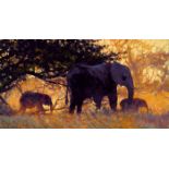 ROLF HARRIS (b. 1930) ARTIST SIGNED LIMITED EDITION COLOUR PRINT ON CANVAS ?Backlit Gold?, (83/195),