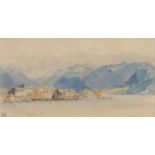 MYLES BIRKET FOSTER R.W.S. (1825 - 1899) PENCIL AND WATERCOLOUR An alpine lake A leaf from a