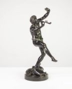 CAST FROM A MODEL BY EUGENE LOUIS LEQUESNE (1815 - 1887), DARK PATINATED BRONZE MODEL OF A FAUN