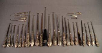 SELECTION OF 30 VICTORIAN AND LATER BUTTONHOOKS, the majority filled, silver handled