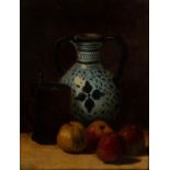 ENGLISH OR CONTINENTAL SCHOOL (NINETEENTH CENTURY)  OIL ON RELINED CANVAS  Still life with Delft