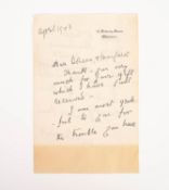 CHURCHILL, CLEMENTINE, AUTOGRAPHED HAND-WRITTEN LETTER DATED APRIL 1943, on two sides of a single