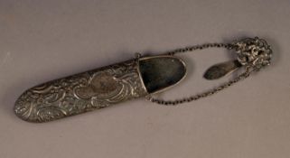 PROBABLY EDWARDIAN, SCROLL EMBOSSED SILVER SPECTACLE CASE, of typical form, initialled and dated
