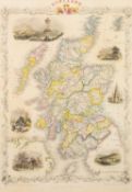 J. RAPKIN (19th Century) ENGRAVED AND HAND COLOURED MAP OF SCOTLAND, published by J & F Tallis,