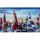 MAYA EVENTOV (b.1965) IMPASTO OIL ON CANVAS ?Bright Sails III? Signed 30?x 48? (76.2cm x 122cm)