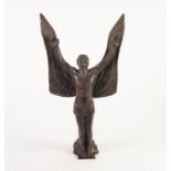 POSSIBLY GERMAN, ART DECO STYLE BROWN PATINATED BRONZE FIGURE OF ICARUS, standing arms raised