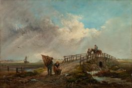 READ TURNER (LATE NINETEENTH CENTURY)  OIL PAINTING ON CANVAS  'On the Lune, Lancashire',  signed