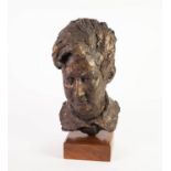SAMUEL TONKISS (1909-1992) PLASTER BUST Possibly a self portrait Signed to the back of the collar