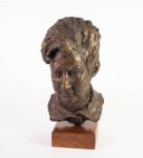 SAMUEL TONKISS (1909-1992) PLASTER BUST Possibly a self portrait Signed to the back of the collar