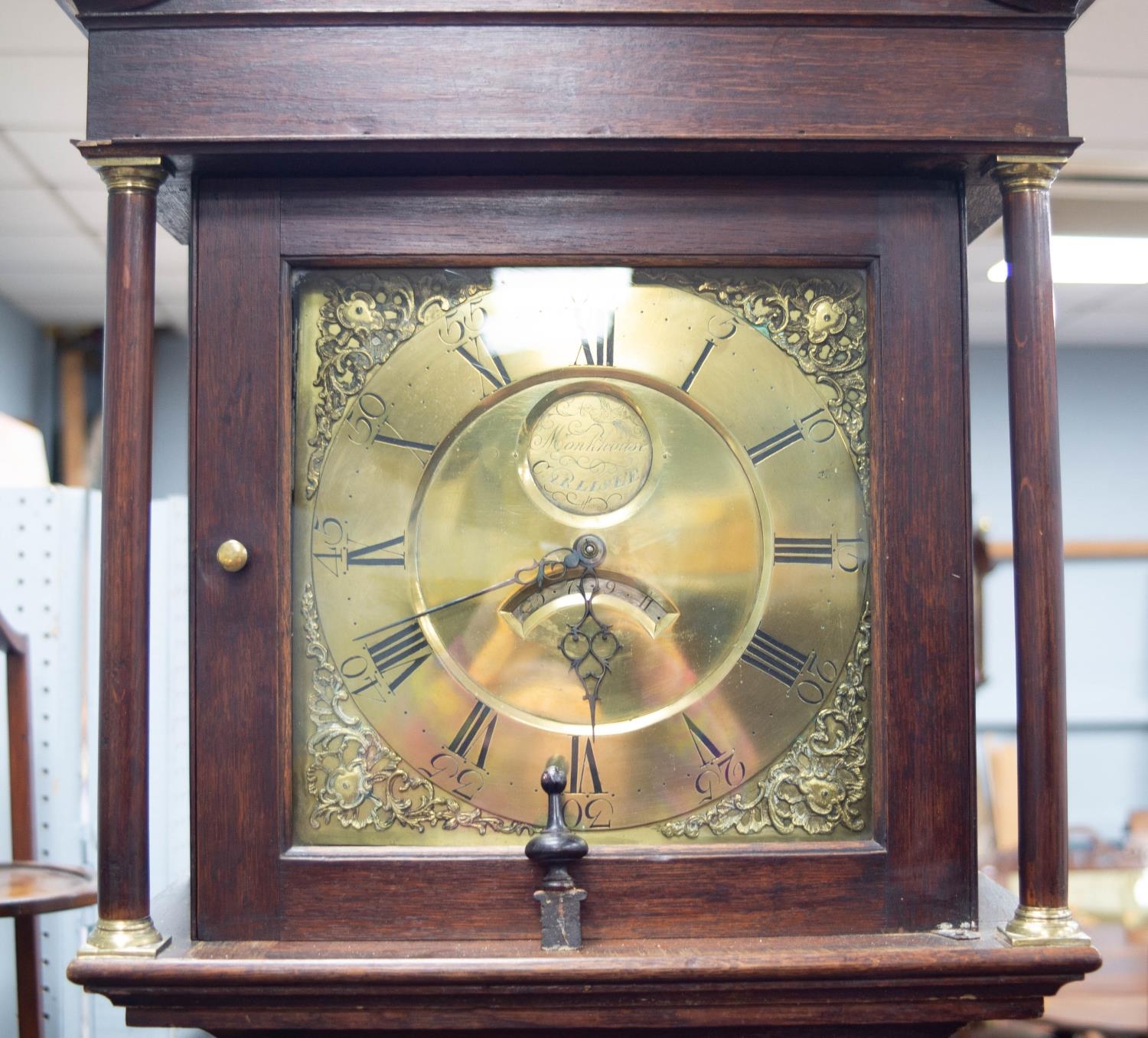 GEORGE III PLAIN OAK LONGCASE CLOCK, the 30 hour movement with 12in square brass dial inscribed - - Image 3 of 3