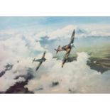 ROBERT TAYLOR REPRODUCTION COLOUR PRINT 'Duel of Eagles' Autographed by Douglas Bader and Adolf