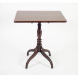 GEORGIAN MAHOGANY TILT TOP OCCASIONAL TABLE, the rounded oblong top set above a slender vase