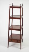 EARLY NINETEENTH CENTURY MAHOGANY FOUR TIER WHAT-NOT, of square tapering form with reeded borders,