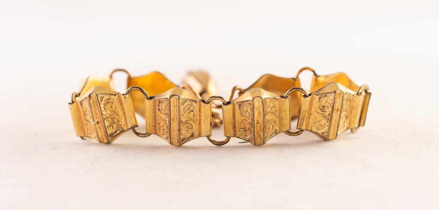 VICTORIAN ROLLED GOLD FANCY LINK BRACELET, with fluted pendants - Image 2 of 2