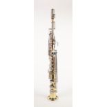 BOOSEY & HAWKES 'LA FLEUR' GILT METAL SOPRANO SAXOPHONE, No 5981 with mouthpiece in fitted and plush