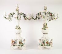 IMPRESSIVE PAIR OF TWENTIETH CENTURY SITZENDORF, GERMAN FLORAL ENCRUSTED PORCELAIN FIGURAL SIX