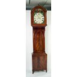 NINETEENTH CENTURY FIGURED MAHOGANY LONGCASE CLOCK SIGNED FAIRWEATHER, GATESHEAD, the 13? painted