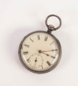 MID-VICTORIAN SILVER CASED OPEN FACE POCKET WATCH, key wind, by Joe Hinchliffe, Mold Green, No