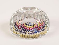 JAMES POWELL & SONS, WHITEFRIARS GLASS PAPERWEIGHT, with six concentric multi-caned rings, one