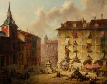 GEORGE CLARKSON STANFIELD R.A. (1828-1878)  OIL PAINTING ON CANVAS  A continental townscape with