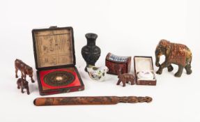 COLLECTION OF MODERN ORIENTAL OR RELATED WARES, including: BOXED FENG SHUI COMPASS, needle loose,