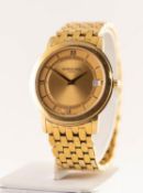 A GENTS RAYMOND WEIL, GENEVE, 22ct GOLD PLATED WRIST WATCH, the mechanical movement, with gilt