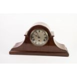 EARLY 20th CENTURY UNUSALLY LARGE MAHOGANY CASED BONNET SHAPE MANTEL CLOCK, with chiming movement,