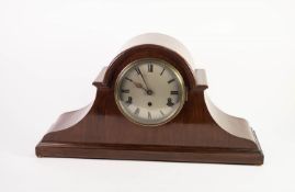 EARLY 20th CENTURY UNUSALLY LARGE MAHOGANY CASED BONNET SHAPE MANTEL CLOCK, with chiming movement,