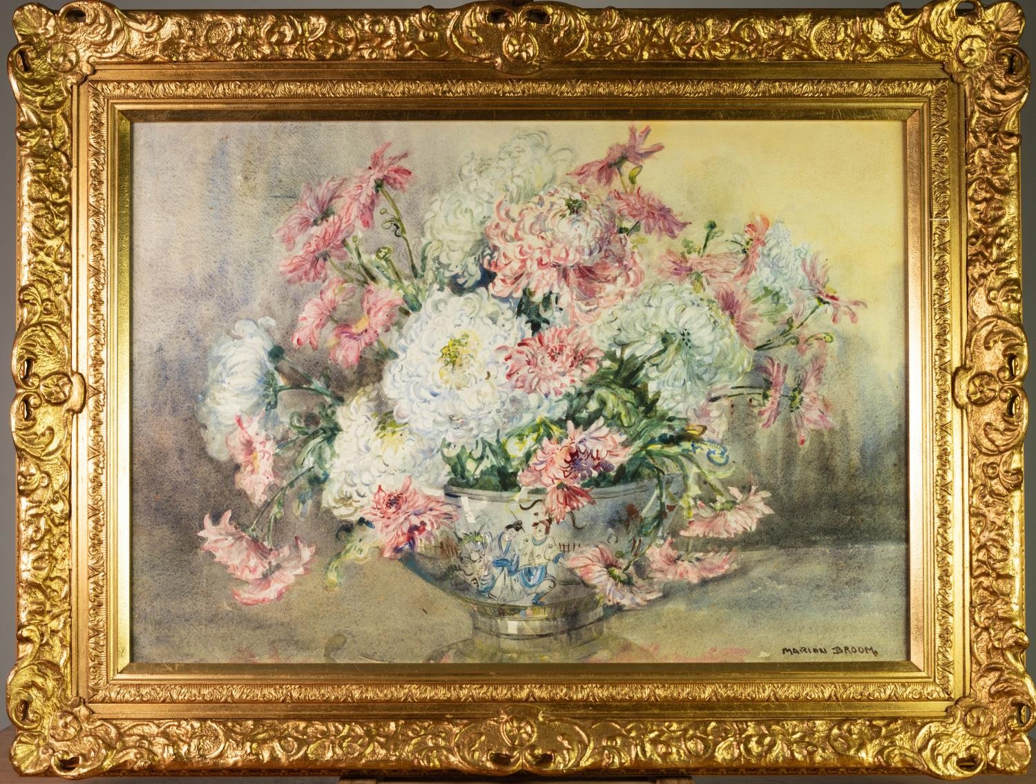 MARION BROOM (1878-1962) WATERCOLOURS, A MATCHED PAIR  Bowls of summer flowers,  each signed lower - Image 2 of 4