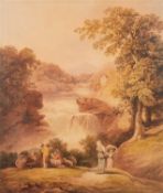 FRANCIS NICHOLSON (1753-1844) WATERCOLOUR DRAWING Waterfall on the Clyde near Lanark Unsigned