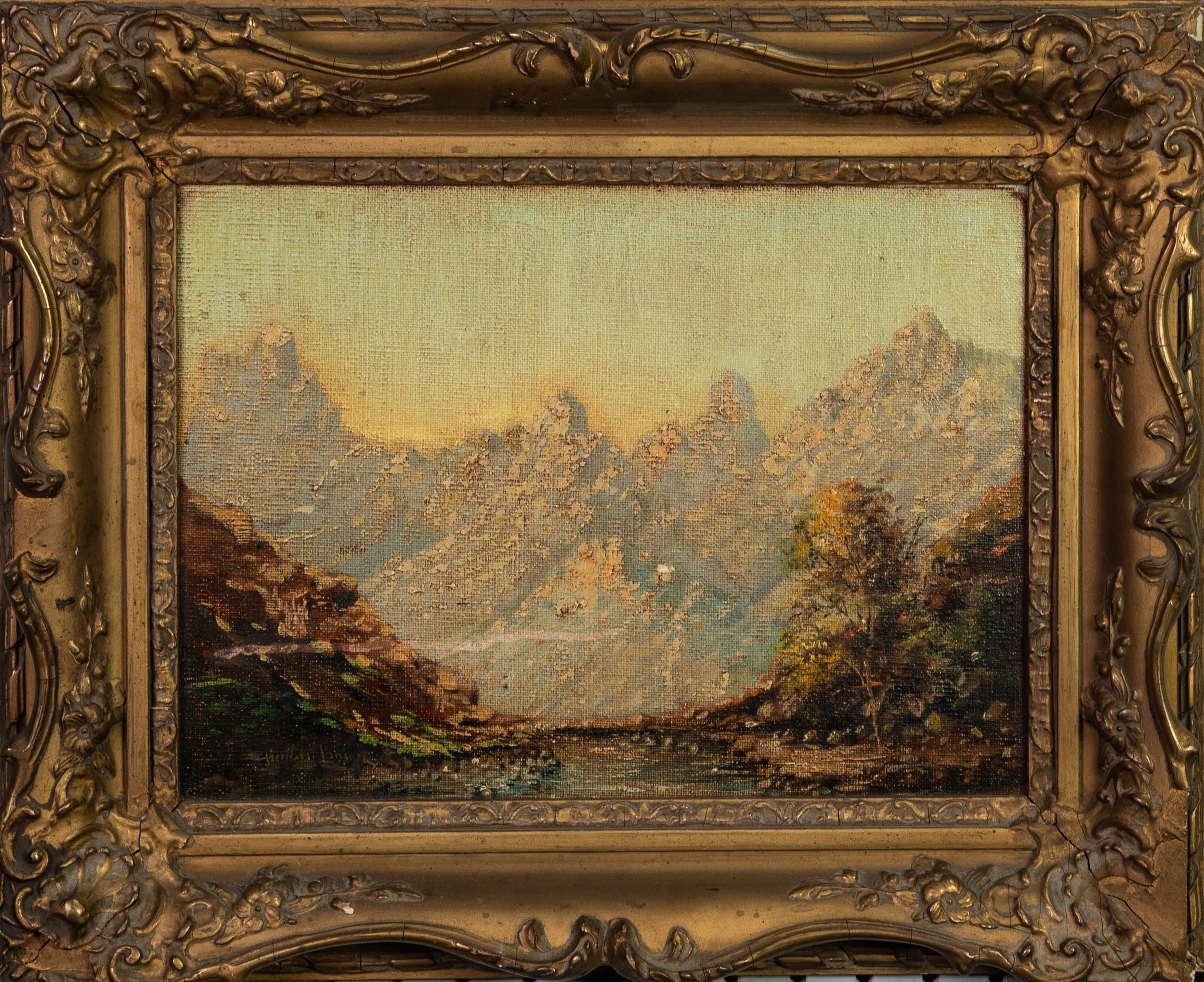 ANTON JANSEN OIL PAINTING ON BOARD Mountainous landscape Signed lower left 9in x 12 1/2in (23 x - Image 4 of 4