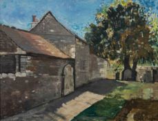 SHEILA MUMFORD (TWENTIETH CENTURY) OIL ON BOARD ?Graham Painting Great Longston, Derbyshire? Signed,