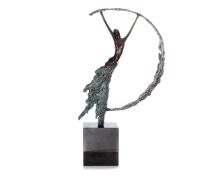 JENNINE PARKER (b.1971) LIMITED EDITION PATINATED BRONZE AND WHITE METAL FIGURE ?Moonlight?, (128/