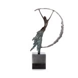 JENNINE PARKER (b.1971) LIMITED EDITION PATINATED BRONZE AND WHITE METAL FIGURE ?Moonlight?, (128/