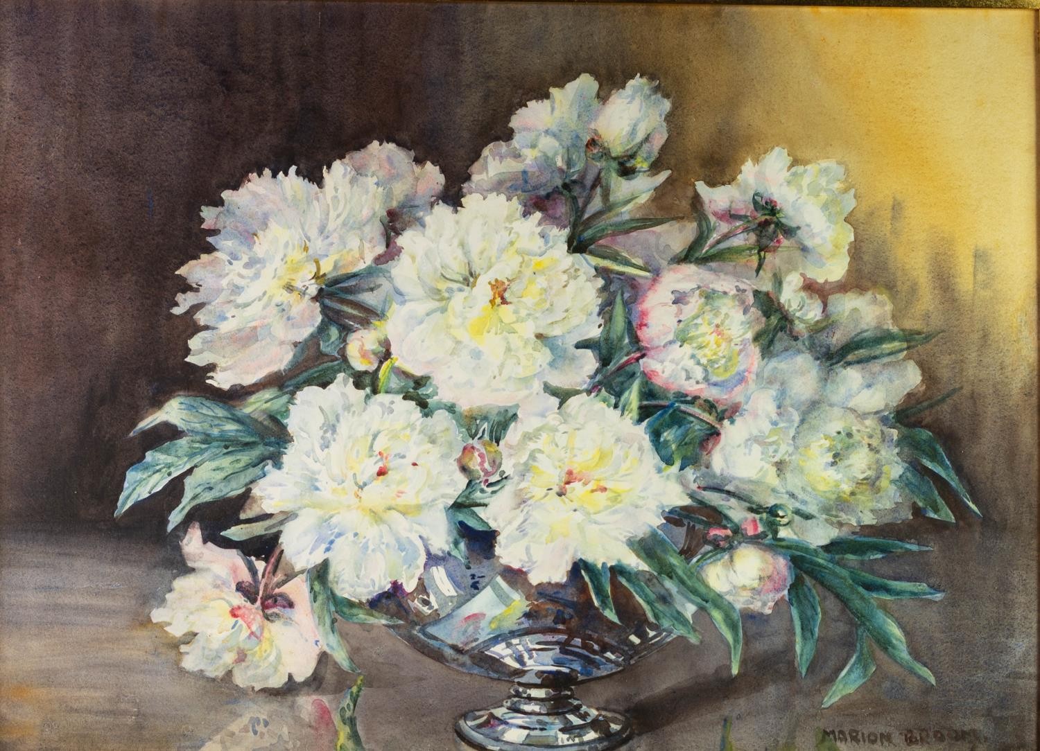 MARION BROOM (1878-1962) WATERCOLOURS, A MATCHED PAIR  Bowls of summer flowers,  each signed lower - Image 3 of 4