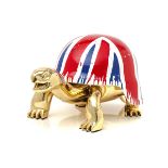 DIEDERIK VAN APPLE (b.1985) LIMITED EDITION RESIN SCULPTURE OF A ?GOLDEN PEACE TURTLE? ?Union Jack?,