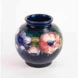 GOOD SIZE 1930s WILLIAM MOORCROFT POTTERY ORBICULAR VASE, tube lined with an encircling border of