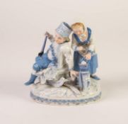 19th CENTURY GIULIO RICHARD, MILAN, PORCELAIN GROUP EMBLEMATIC OF WINTER, possibly from a set of