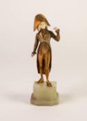 MARQUET (FRENCH EARLY 20th CENTURY) 1920s/30s GILT BRONZE AND IVORY FIGURE OF A BEAU in Napoleonic