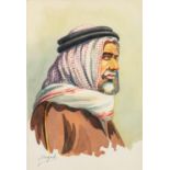 DEMON (TWENTIETH CENTURY) WATERCOLOUR DRAWING Bust portrait of an Arab Signed 11 ½? x 7 ½? (29.2cm x