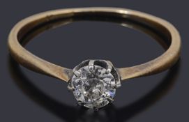 A diamond single stone ring, the old brilliant-cut diamond estimated to weigh 0.53 cts approx