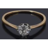 A diamond single stone ring, the old brilliant-cut diamond estimated to weigh 0.53 cts approx